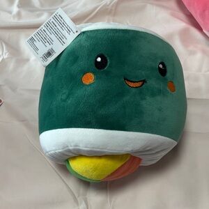 Cute Green Plush Toy with Rainbow Accents